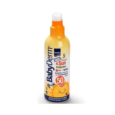 Intermed Babyderm Kids Insect & Sun Protection 3 σε 1 Παιδικό Αντηλιακό Γαλάκτωμα με Εντομοαπωθητική Δράση 200ml