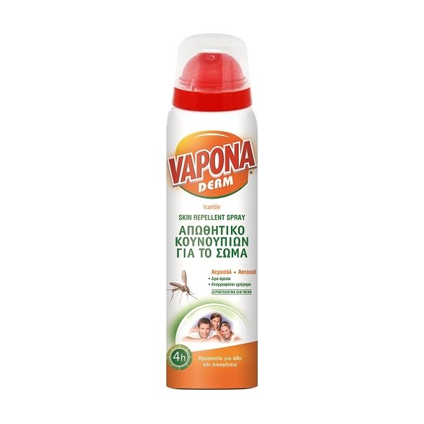 Vapona Vapona Derm Family Skin Repellent Body Spray Απωθητικό Spray Σώματος για Κουνούπια, Κατάλληλο για Όλη την Οικογένεια 100ml