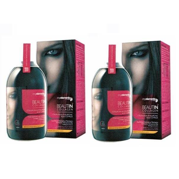 2 x MyElements Beautin Collagen Υδρολυμένο Πόσιμο Κολλαγόνο με Υαλουρονικό Οξύ Και Βιταμίνες A,B,C 2x500ml – ΣΟΚΟΛΑΤΑ