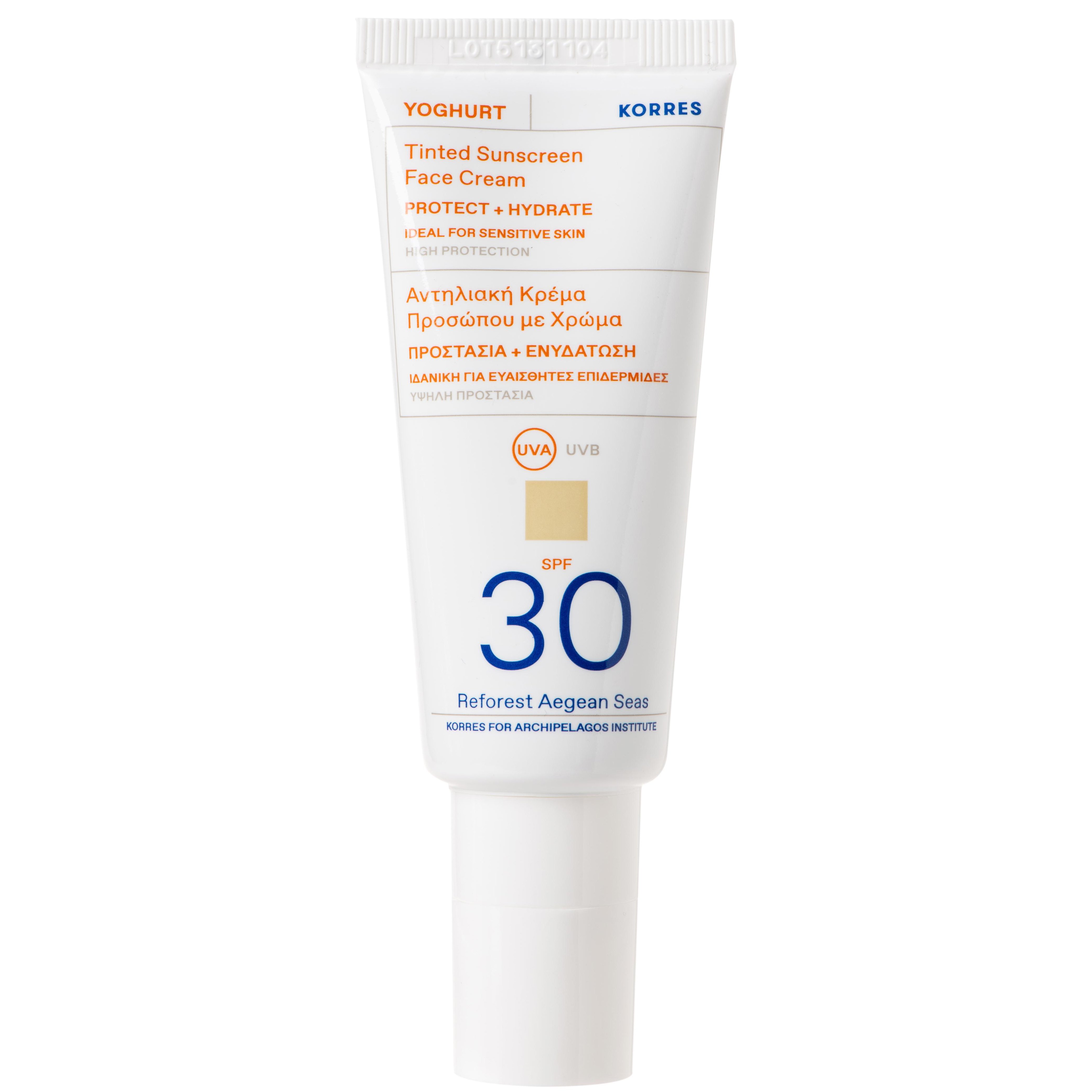 Korres Yoghurt Tinted Sunscreen Face Cream Spf30 Αντηλιακή Κρέμα Προσώπου Γιαούρτι με Χρώμα, Υψηλής Προστασίας 40ml
