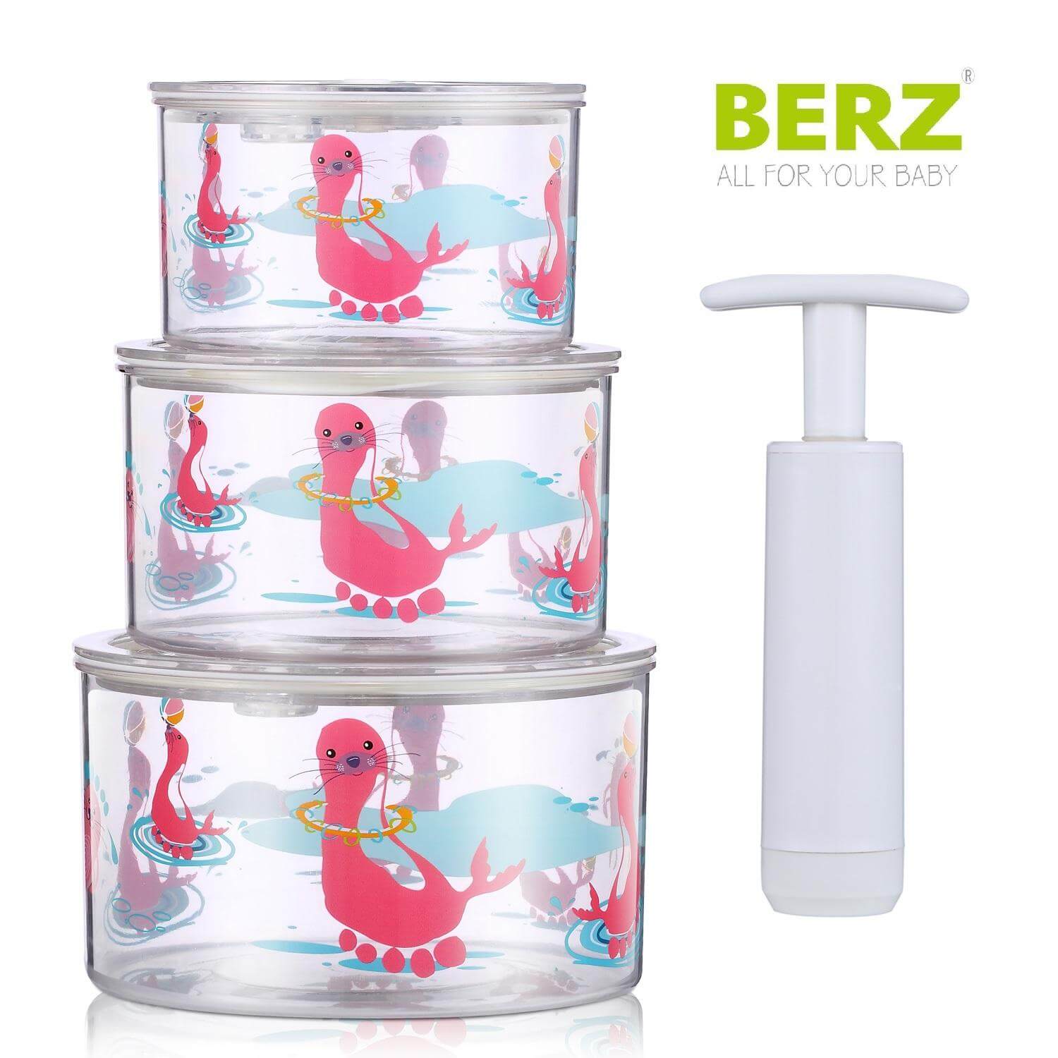 Berz Baby Vacuum Storage Μπολ Αποθήκευσης σε Κενό Αέρος με Τρόμπα σε Διάφορα Χρώματα – μπλέ