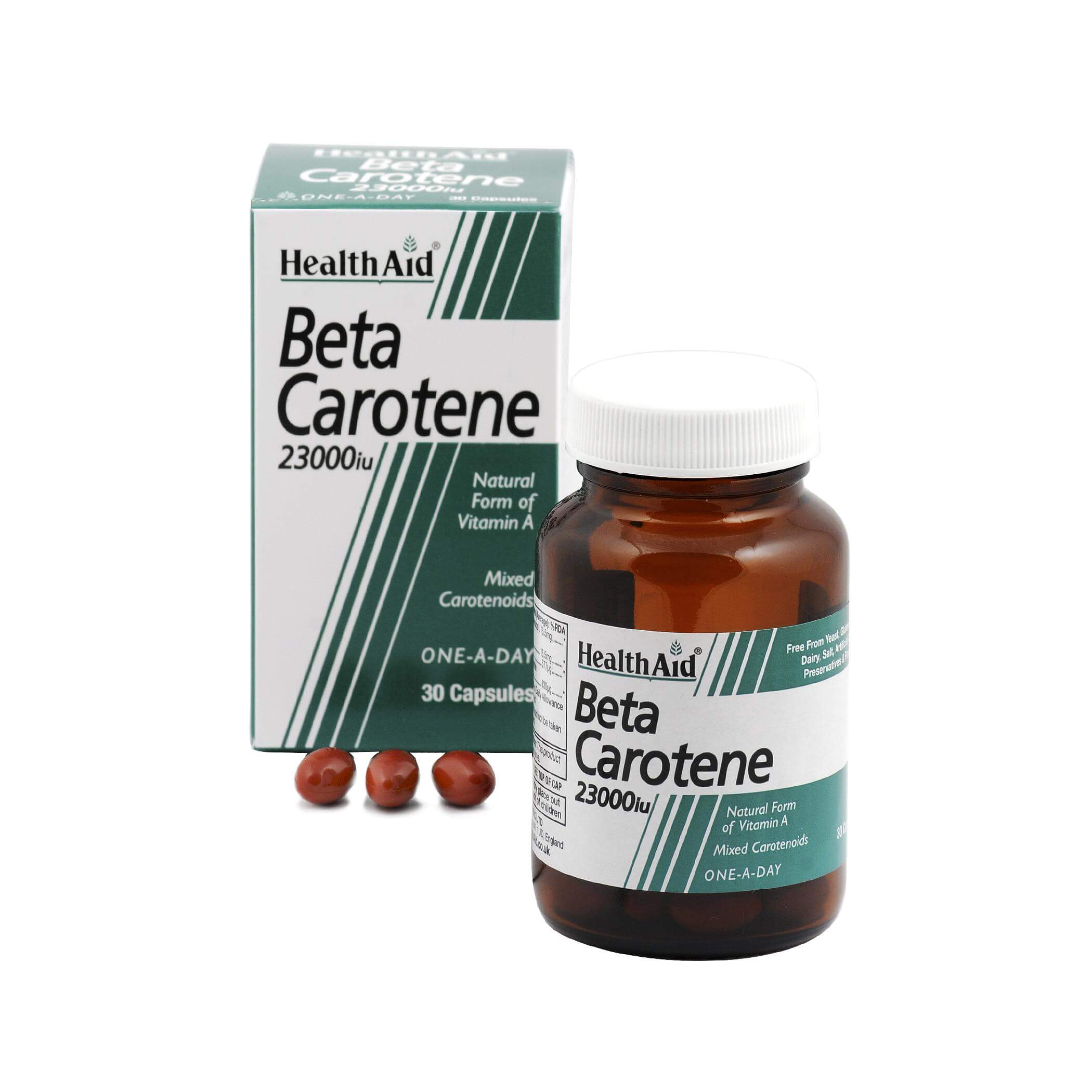 Health Aid Beta Carotene 23.000i.u Για Καλή Όραση Δυνατά Οστά Δέρμα Μαλλιά δόντια 30κάψουλες
