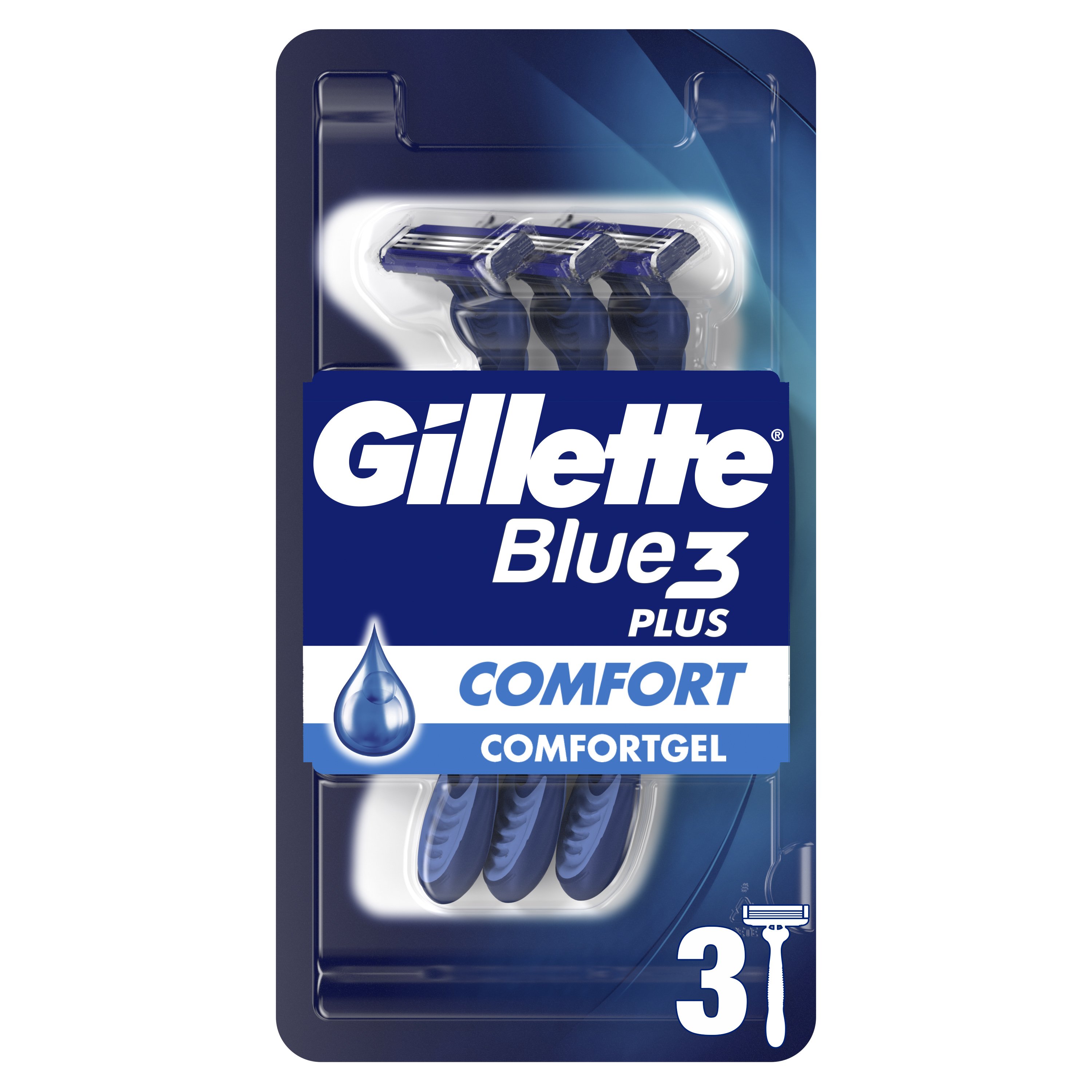 Gillette Blue3 Plus Comfort Disposable Razors Ανδρικά Ξυραφάκια με 3 Λεπίδες για Βαθύ & Απαλό Ξύρισμα 3 Τεμάχια