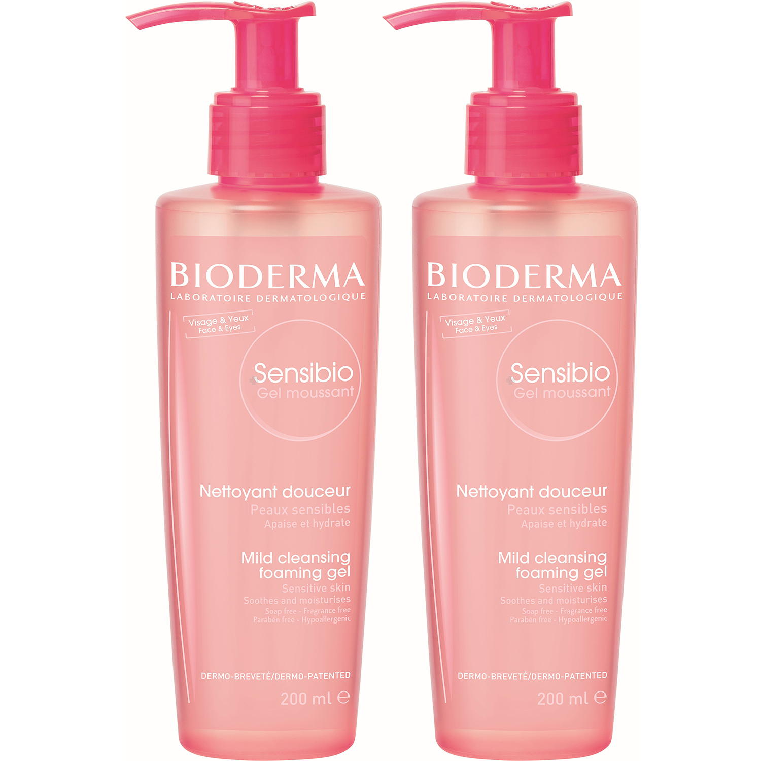 Bioderma Πακέτο Προσφοράς Sensibio Gel Moussant Καταπραϋντικό Ήπιο Τζελ Καθαρισμού για Ευαίσθητες Επιδερμίδες 2x200ml