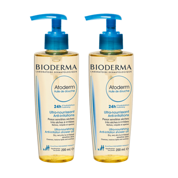 Bioderma Atoderm Huile De Douche Ελαιώδες Αφρόλουτρο 24ης Ενυδάτωσης για Πολύ Ξηρή & Ατοπική Επιδερμίδα 1+1 Δώρο, 2 x 200ml