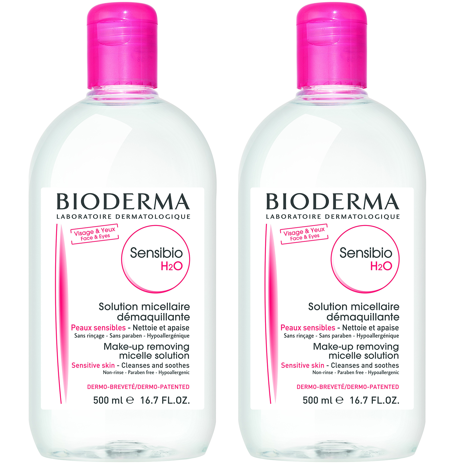 Bioderma Sensibio H2O Ήπιο Διάλυμα Καθαρισμού και Ντεμακιγιάζ για Ευαίσθητες Επιδερμίδες 1+1 2x500ml -50% στο 2o Προϊόν