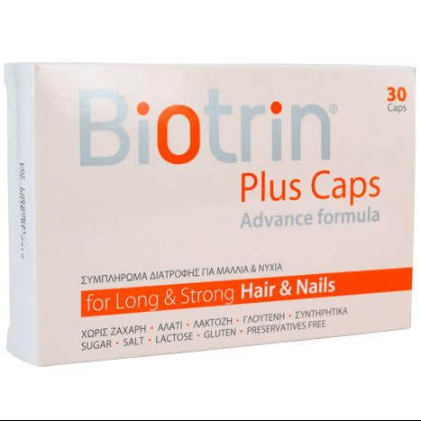 Biotrin Plus Caps Συμπλήρωμα Διατροφής για την Καλή Υγεία των Μαλλιών & των Νυχιών 30Caps