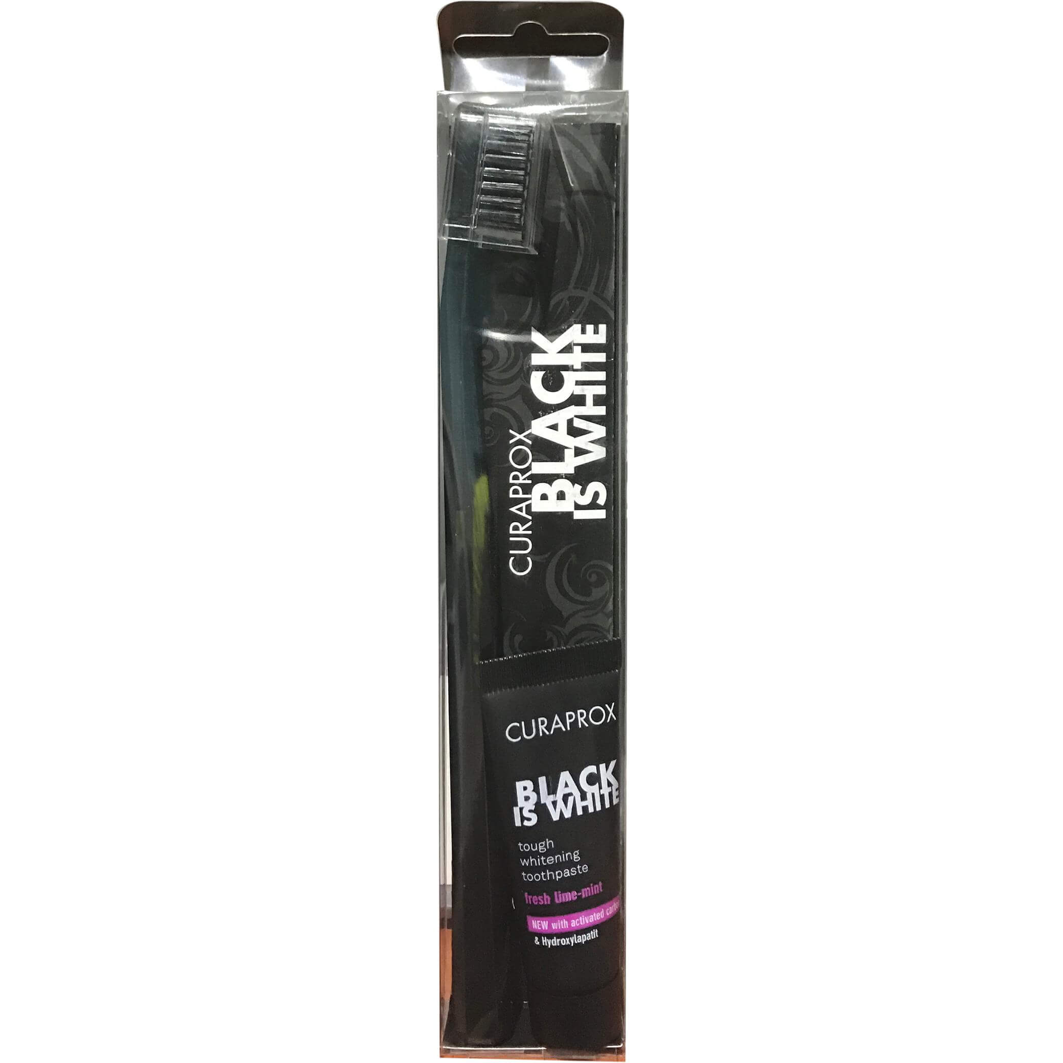 Curaprox Black is White Pack Οδοντόβουρτσα & Tough Whitening Toothpaste Λευκαντική Οδοντόκρεμα 8ml