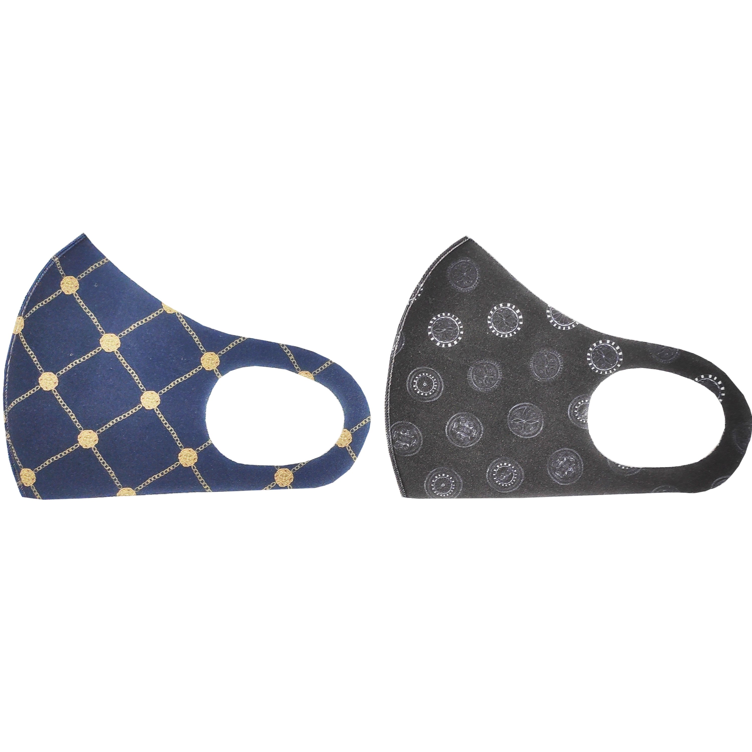 TiLi Fashion Face Mask Μάσκα Ενηλίκων Πολλαπλών Χρήσεων Μαύρο – Σκούρο Μπλέ Σχέδιο 2 Τεμάχια