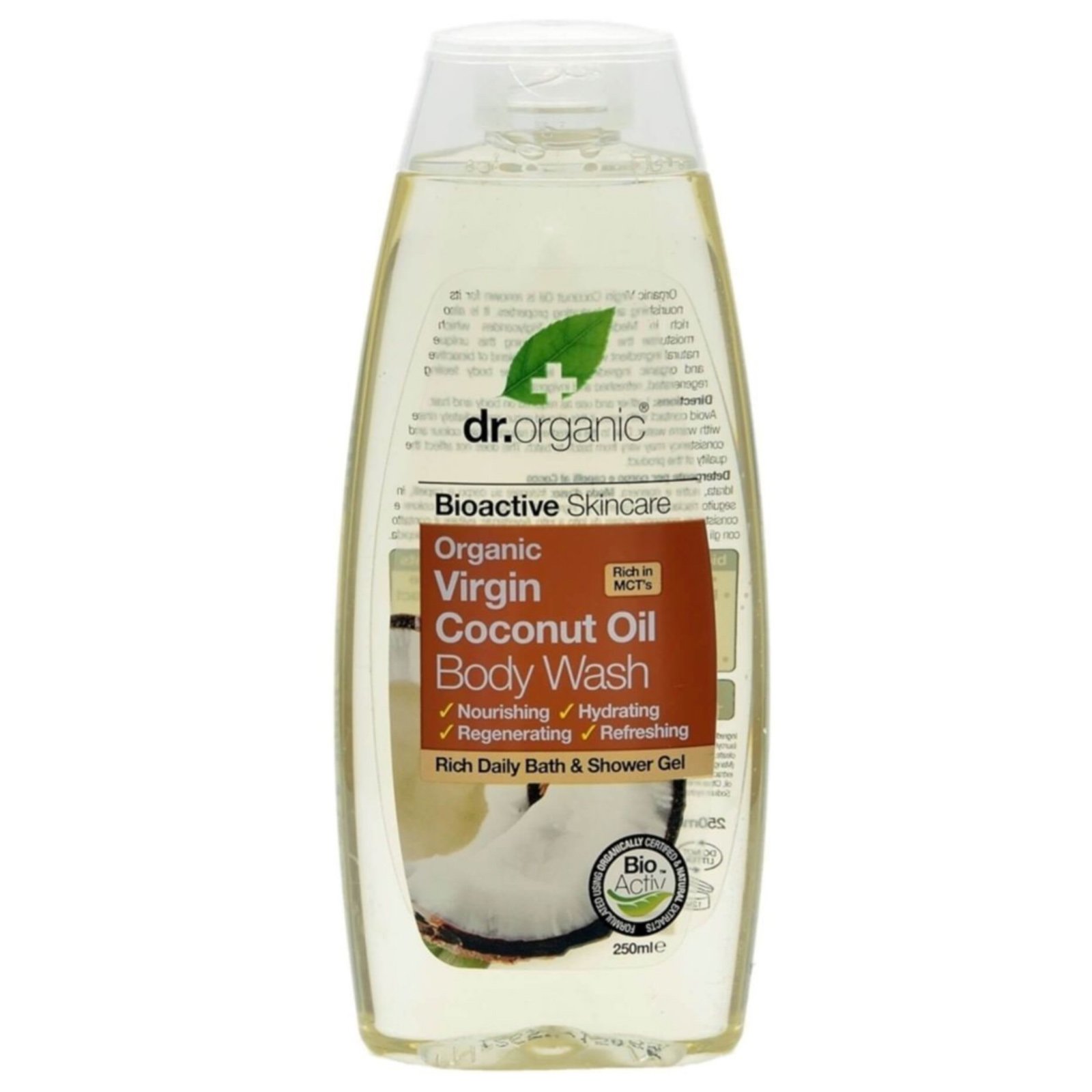 Dr Organic Organic Virgin Coconut Oil Body Wash Αφρόλουτρο με Βιολογικό Έλαιο Καρύδας 250ml