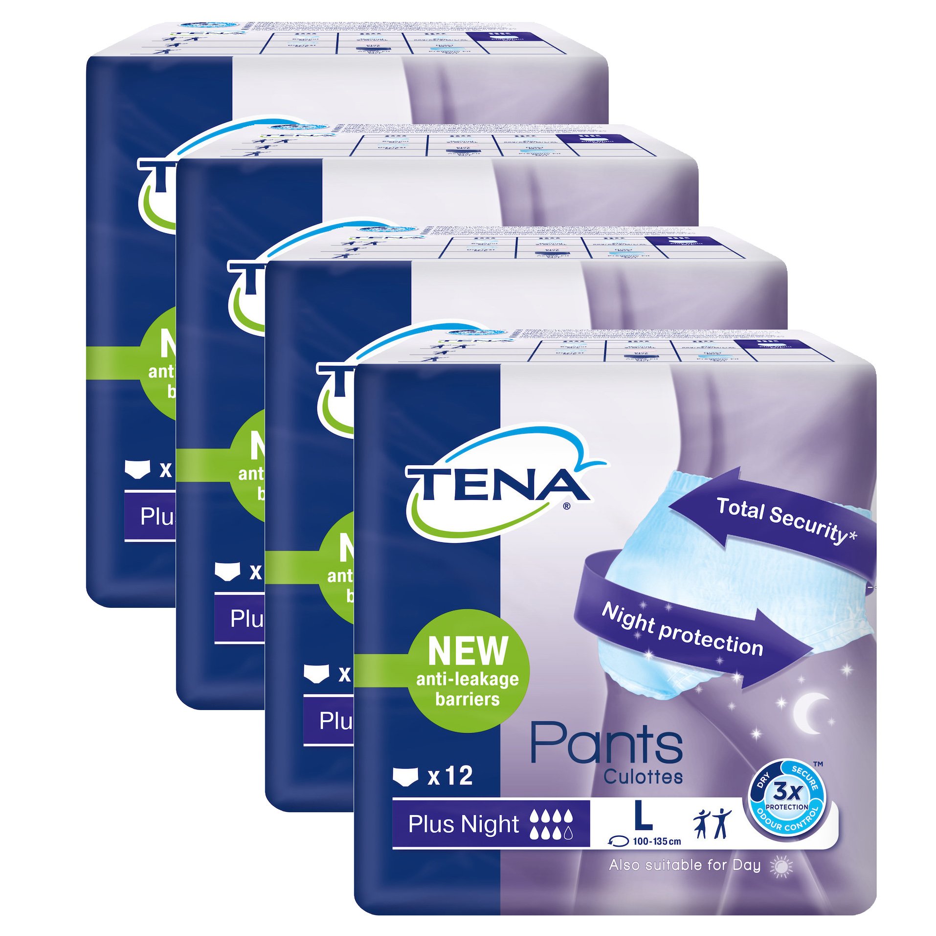Tena Πακέτο Προσφοράς Pants Plus Night Unisex Απορροφητικά Εσώρουχα για Βαριά Μορφή Ακράτειας 48 Τεμάχια – Large 100-135cm