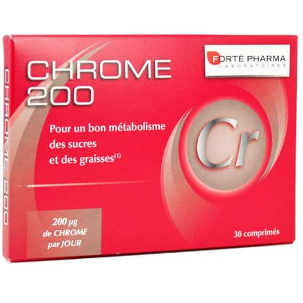 Forte Pharma Chrome 200 Συμπλήρωμα Διατροφής με Χρώμιο, Συμβάλει στην Αύξηση του Μεταβολισμού & στη Μείωση της Όρεξης 30tabs