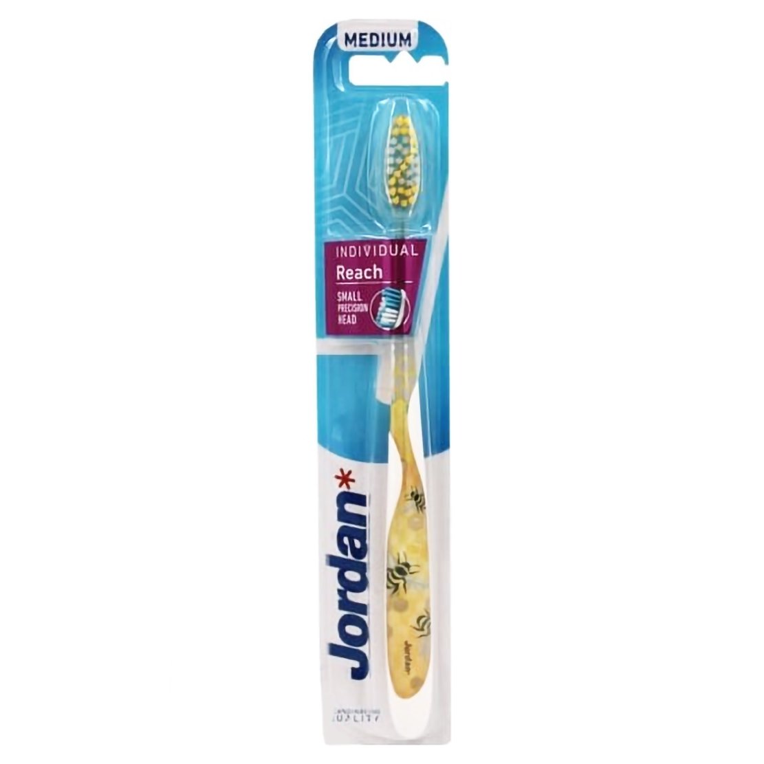 Jordan Individual Reach Medium Toothbrush Μέτρια Οδοντόβουρτσα με Εργονομική Λαβή για Βαθύ Καθαρισμό 1 Τεμάχιο Κωδ 310040 – Κίτρινο