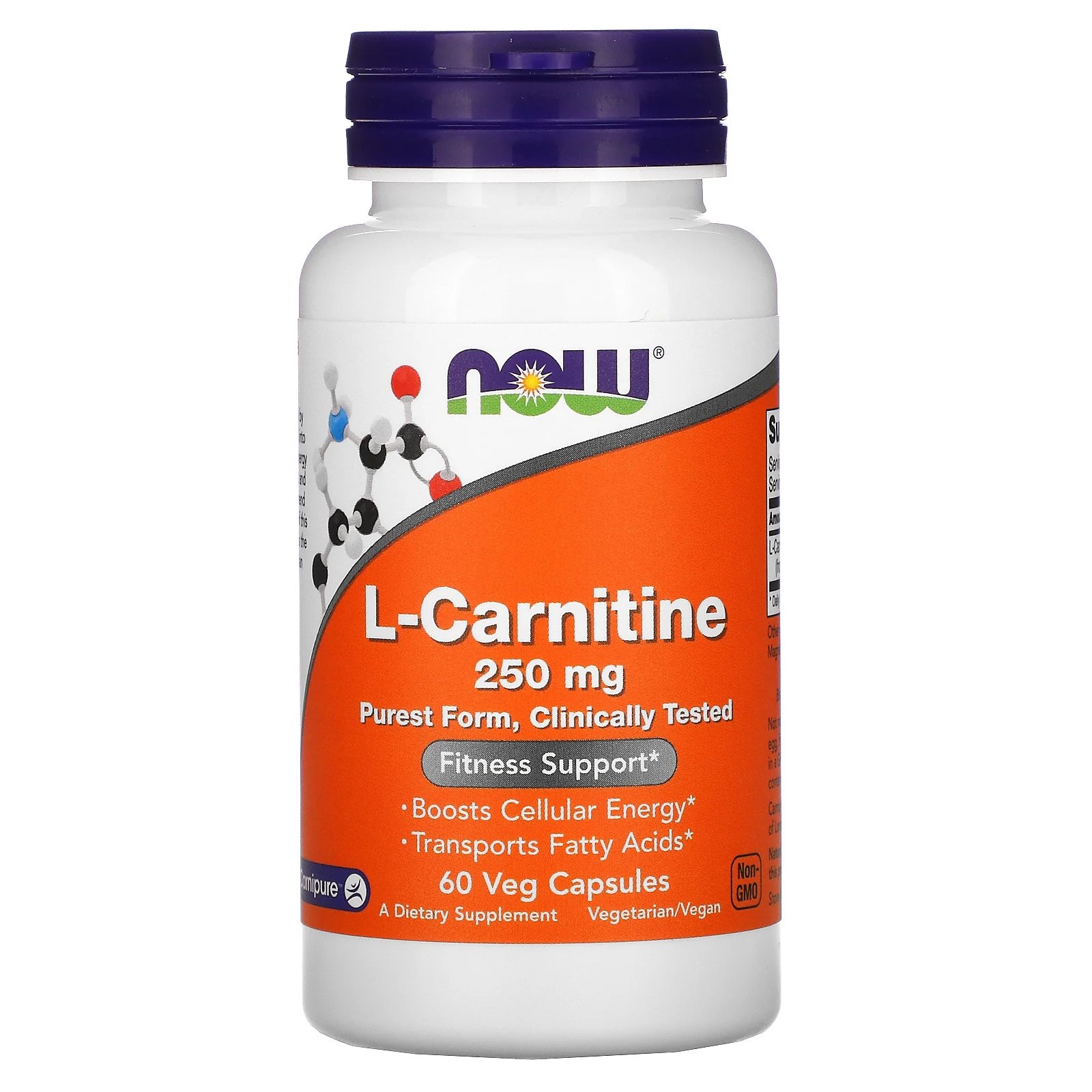 Now Foods L-Carnitine 250mg Συμπλήρωμα Διατροφής που Βοηθά τη Καρδιαγγειακή Υγεία & την Παραγωγή Ενέργειας 60veg.caps