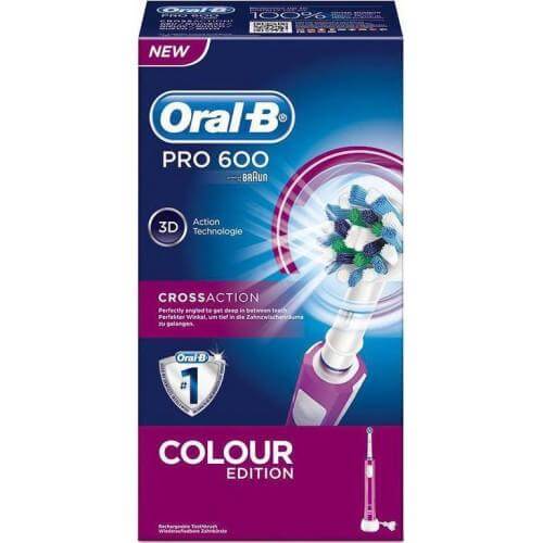 Oral-B PRO 600 Μωβ – Επαναφορτιζόμενη Ηλεκτρική Οδοντόβουρτσα