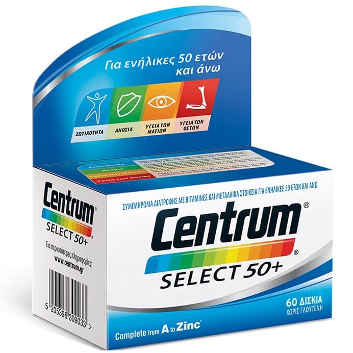 Centrum Select 50+ Complete from A to Zinc, Συμπλήρωμα Διατροφής Με Ειδικά Ισορροπημένη Σύνθεση 60 Δισκία