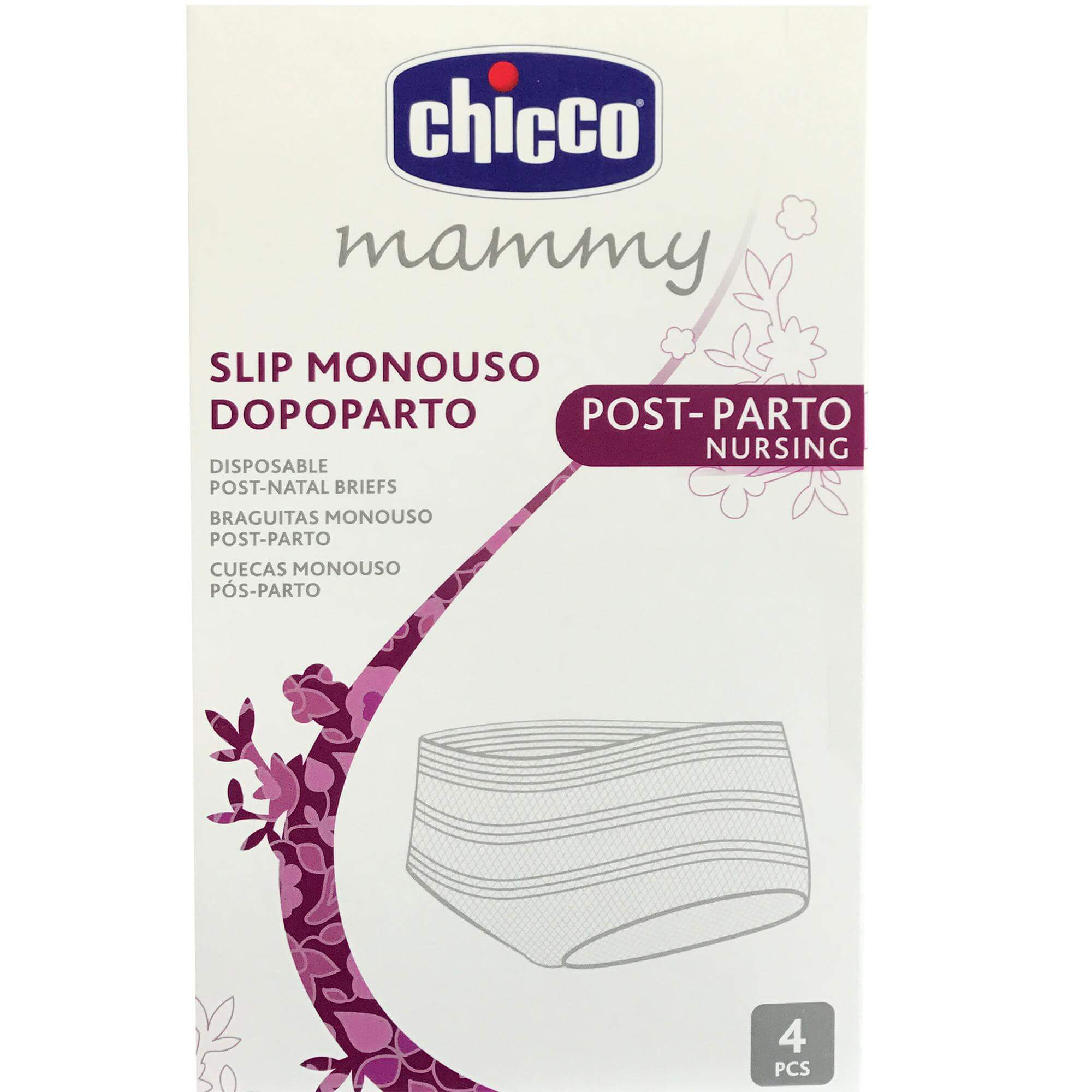 Chicco Mammy Slim Monouso Dopoparto Ελαστικά Slip Λεχώνας Μίας Χρήσης 4 Τεμάχια