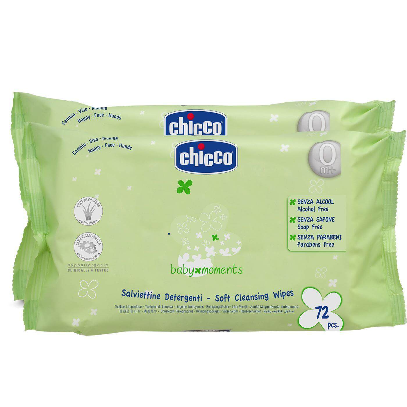 Chicco Baby Moments Απαλά Μωρομάντηλα Καθαρισμού με Aloe Vera 1+1 Δώρο