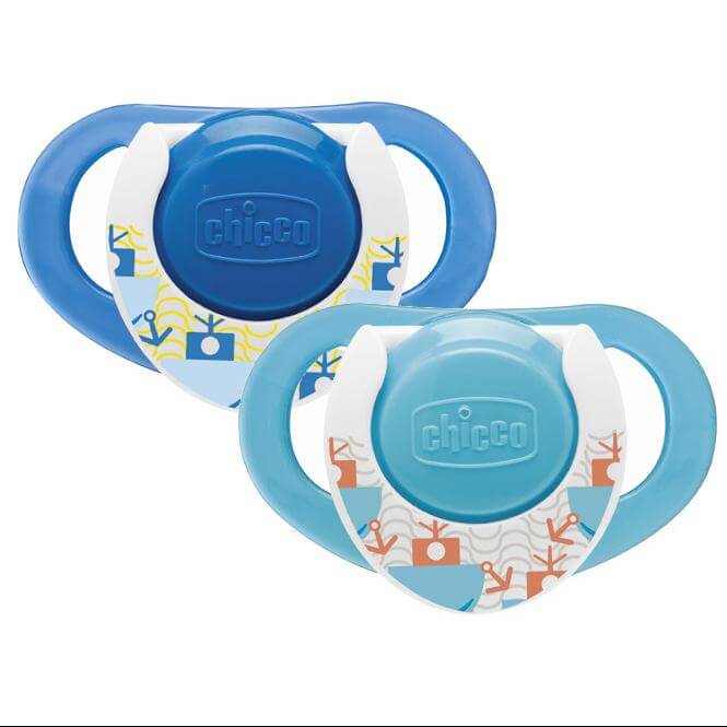 Chicco Πιπίλα Καουτσούκ 12m+ με Κρίκο Physio Compact Μπλε 2τμχ