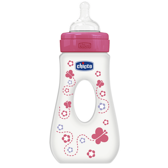 Chicco Μπιμπερό Wellbeing Πλαστικό Με Λαβή 0 BPA Θηλή Σιλικόνη 240ml – ροζ