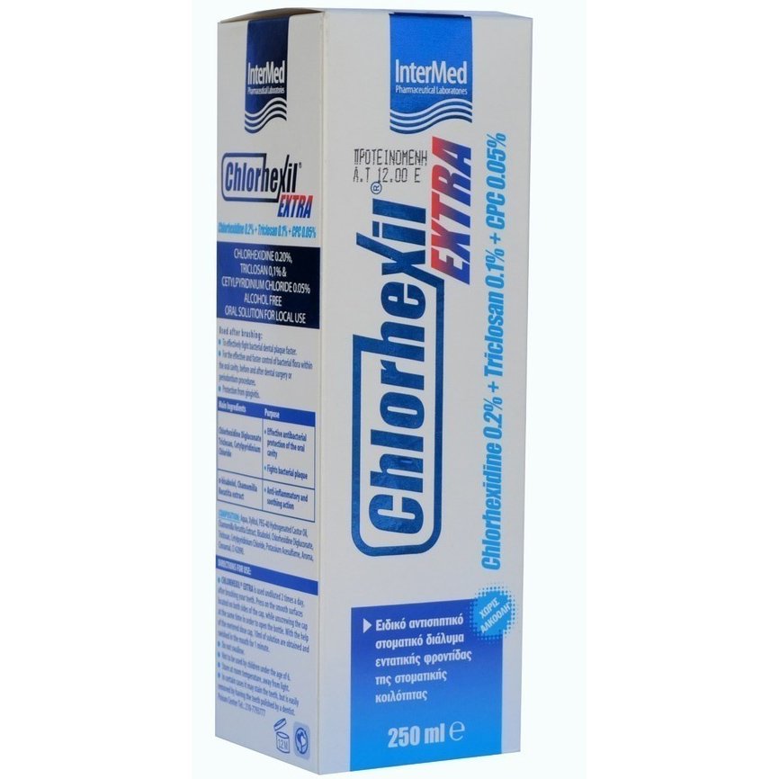 Chlorhexil Extra Mouthwash Στοματικό Διάλυμα Εντατικής & Ισχυρής Αντιμικροβιακής Προστασίας Μακράς Διάρκειας 250ml