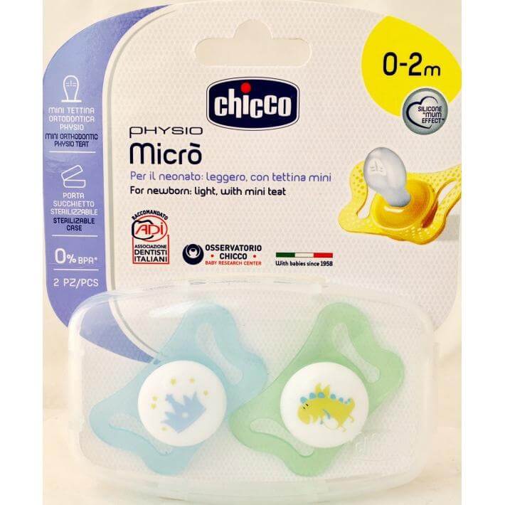 Chicco Πιπίλα Σιλικόνης Physio Micro 0-2M 2Τμχ