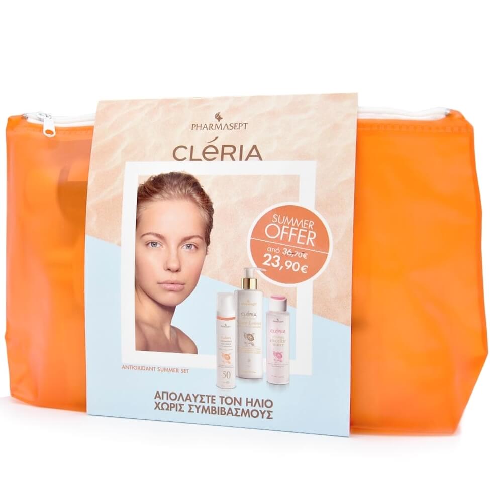 Pharmasept Cleria Πακέτο Προσφοράς Antioxidant Summer Kit Sun Cream Spf50 50ml, Hydrating Lotion 300ml & Micellar Water 100ml