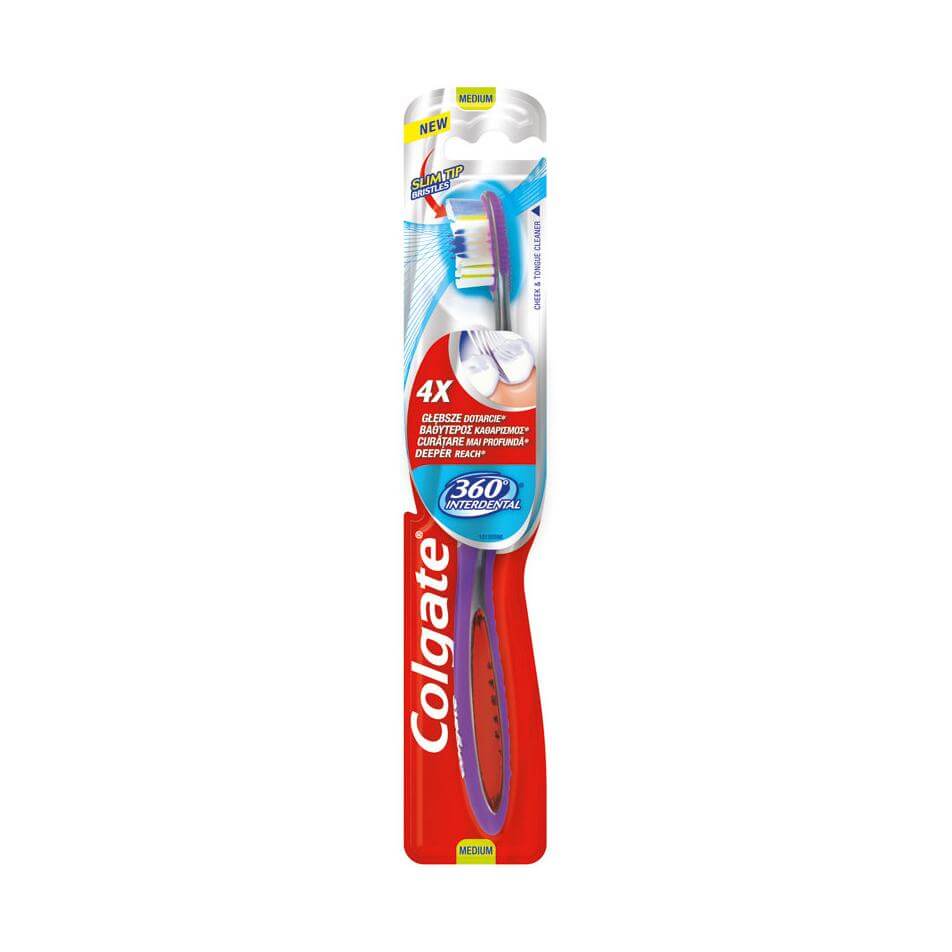 Colgate 360 Interdental Medium Οδοντόβουρτσα Μέτρια που Προσφέρει 4 Φορές Βαθύτερο Καθαρισμό 1 Τεμάχιο