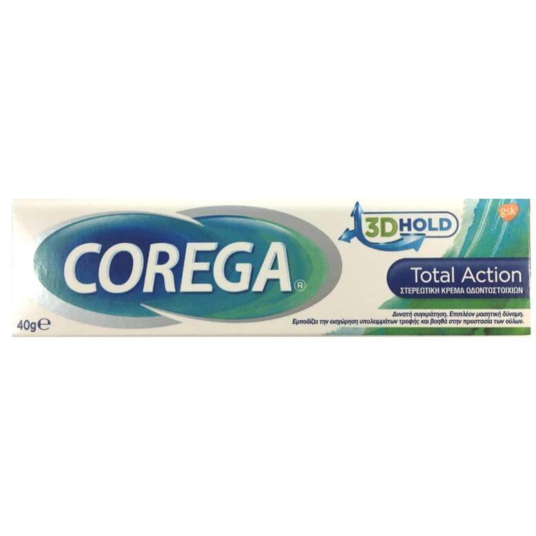 Corega 3D Hold Total Action Στερεωτική Κρέμα Οδοντοστοιχιών για Δυνατή Συγκράτηση και Επιπλέον Μασητική Δύναμη 40gr