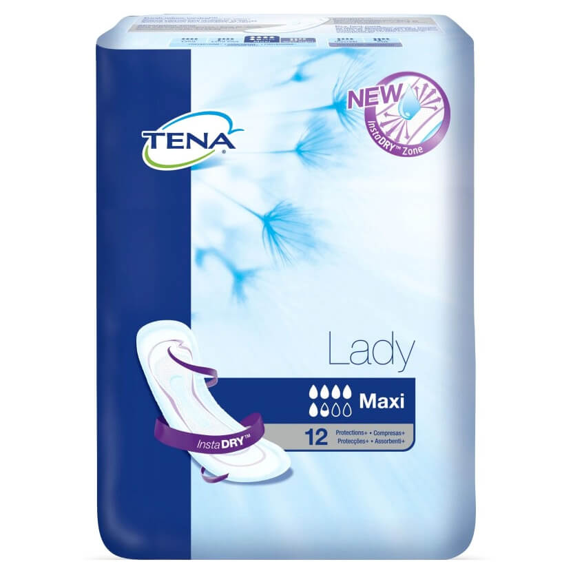 Tena Lady Maxi Σερβιέτες για Βαριά Μορφή Ακράτειας 12 Τεμάχια