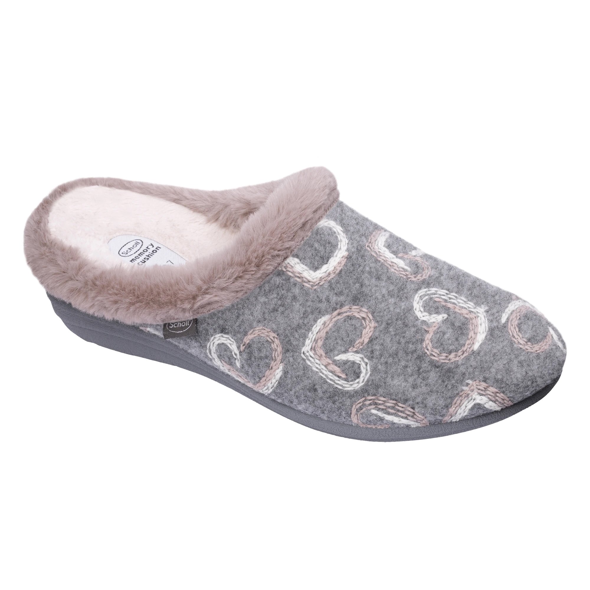 Scholl Shoes Creamy Grey Multi Γυναικείες Ανατομικές Παντόφλες σε Γκρι Χρώμα με Σχέδια 1 Ζευγάρι – 39