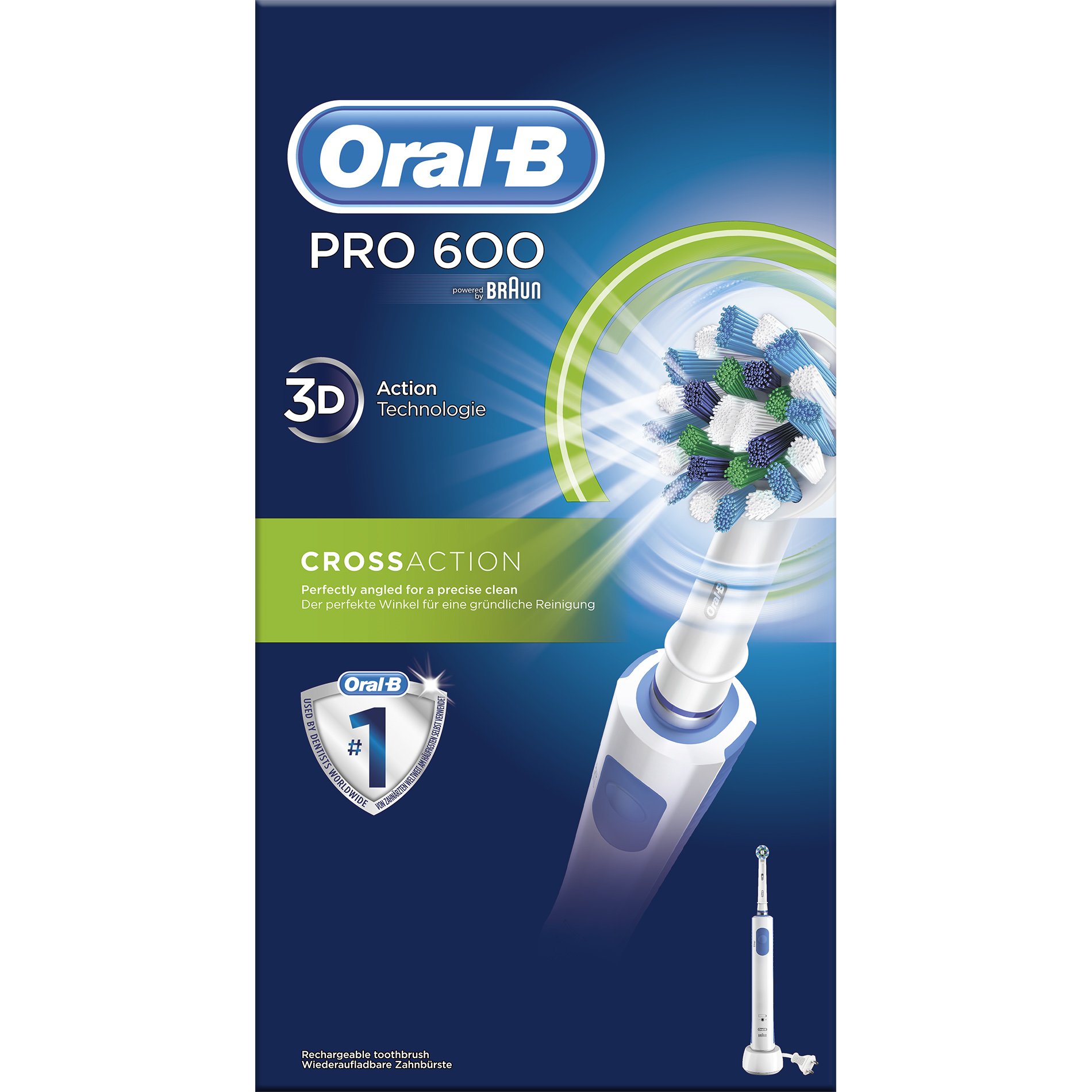 Oral-B Pro 600 Cross Action Επαναφορτιζόμενη Ηλεκτρική Οδοντόβουρτσα 3D Τεχνολογίας