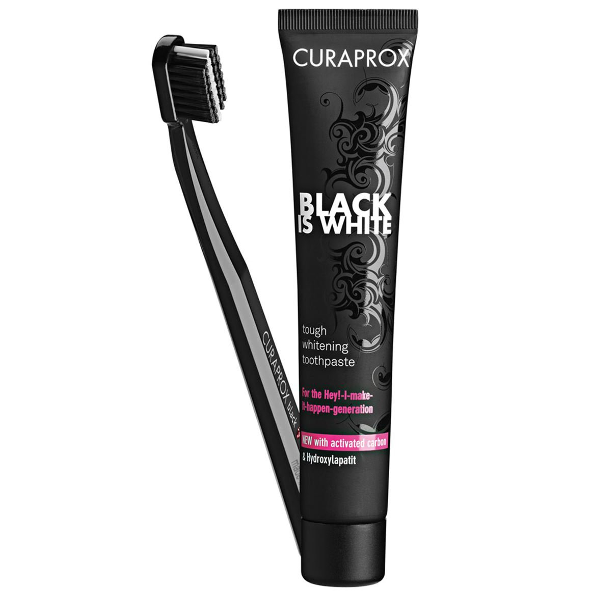 Curaprox Black is White Pack Οδοντόβουρτσα CS 5460 & Tough Whitening Toothpaste Λευκαντική Οδοντόκρεμα 90ml
