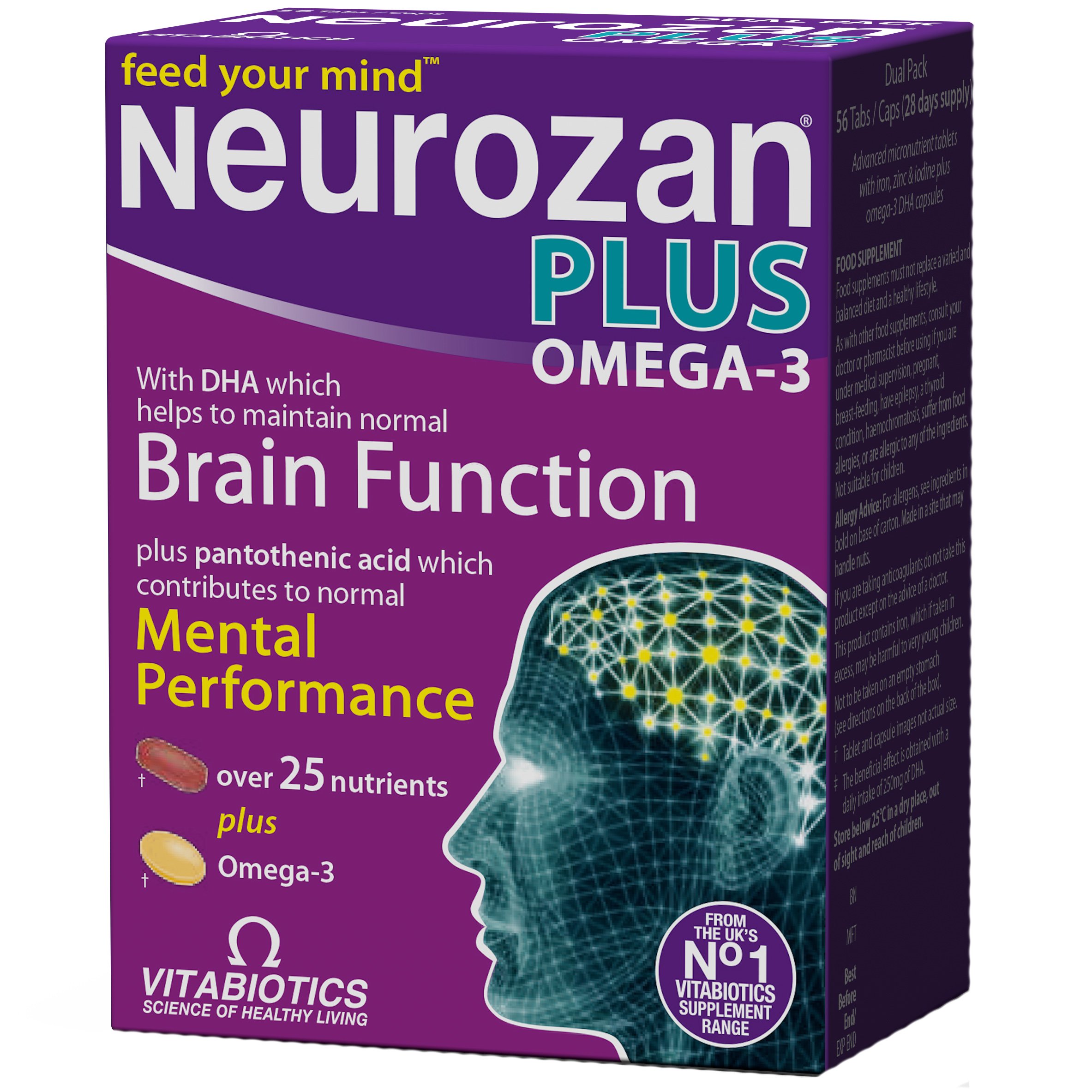 Vitabiotics Vitabiotics Neurozan Plus Omega-3 Συμπλήρωμα Διατροφής που Ενισχύει την Εγκεφαλική Λειτουργία 28tabs / 28caps