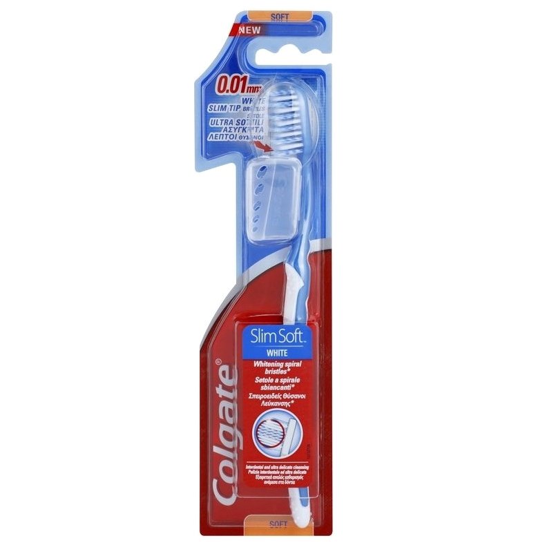 Colgate Slim Soft White με Πολύ Λεπτές Ίνες 0.01mm Οδοντόβουρτσα Μαλακή Μπλε 1 Τεμάχιο