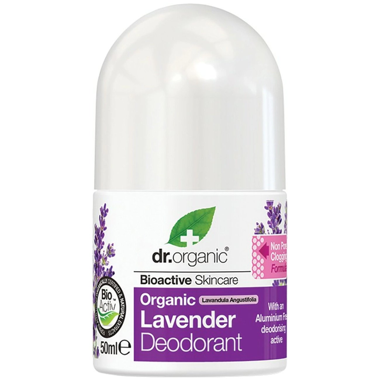 Dr Organic Lavender Deodorant Αντιβακτηριδιακό Κρεμώδες Αποσμητικό σε Μορφή Roll-On με Βάση τη Βιολογική Λεβάντα 50ml