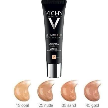 Vichy Dermablend 3D Make Up Ενεργής Διόρθωσης 16 Ωρών Υψηλής Κάλυψης για την Άμεση Διόρθωση του Χρωματικού Τόνου 30ml – 15 opal