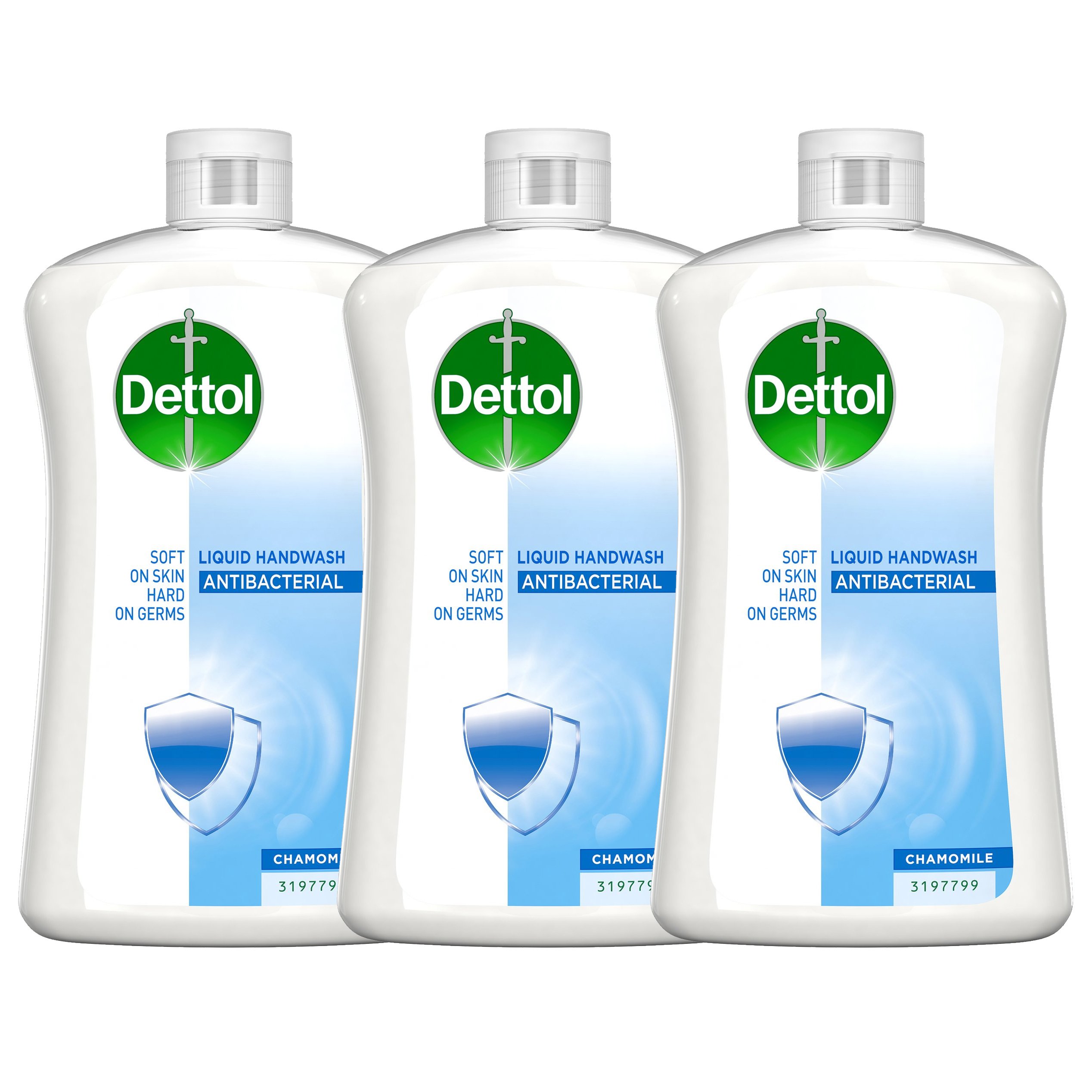 Dettol Πακέτο Προσφοράς Liquid Soap Chamomile Refill Ανταλλακτικό, Αντιβακτηριδιακό, Υγρό Κρεμοσάπουνο Χεριών με Χαμομήλι 3x750ml