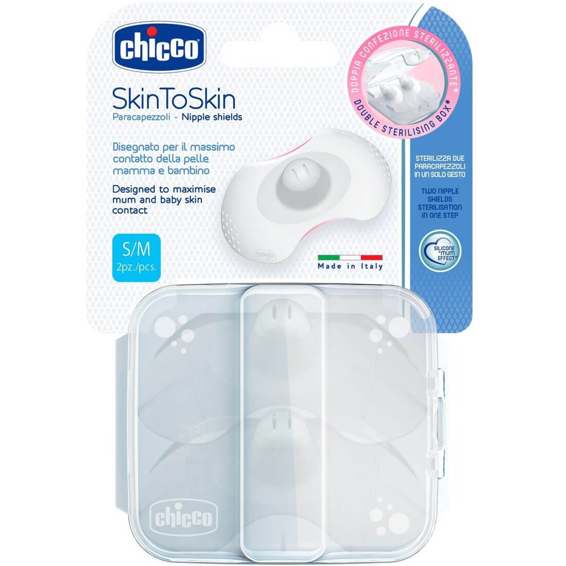 Chicco Chicco Skin to Skin Δίσκοι Στήθους Σιλικόνης S/M 2 Τεμάχια