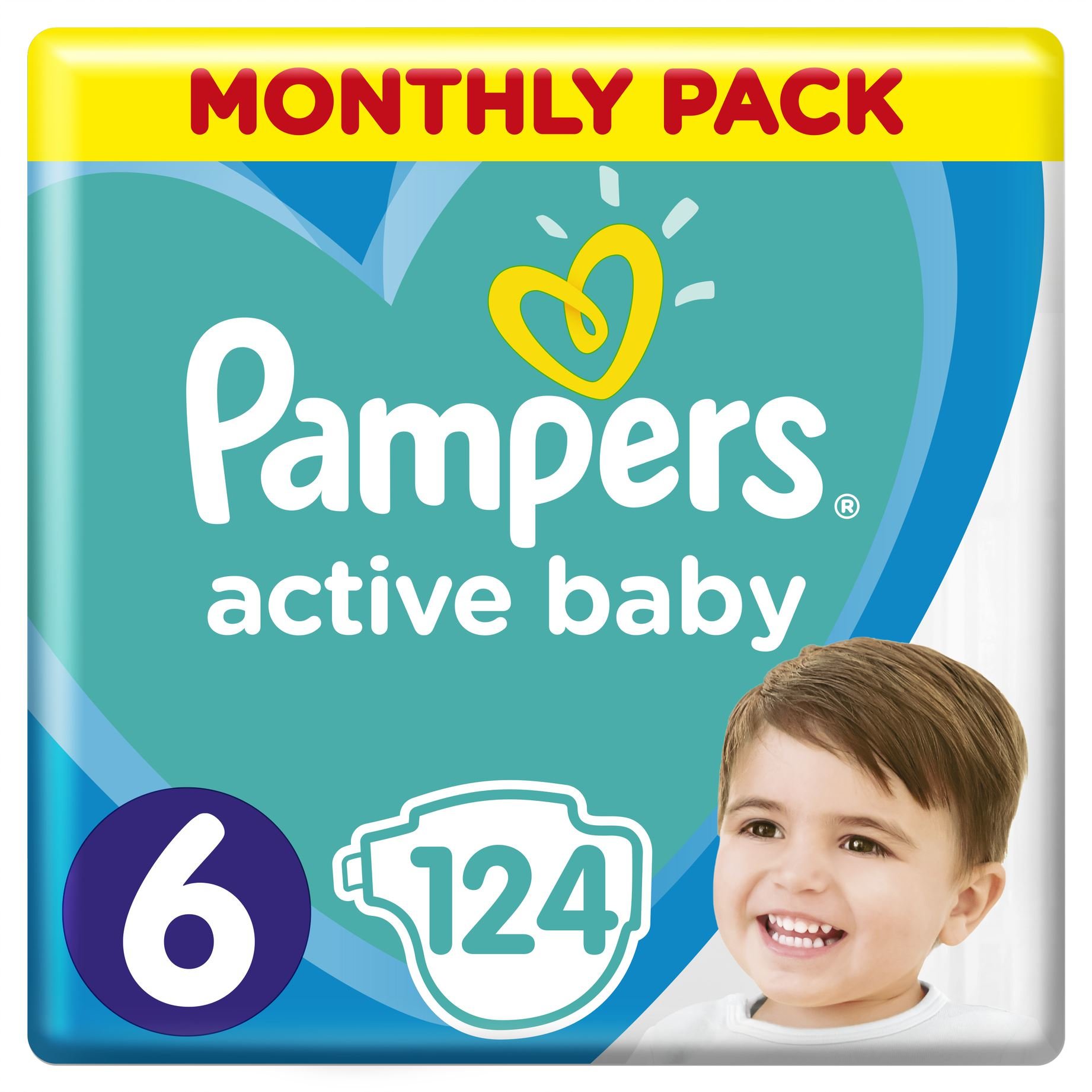 Pampers Active Baby Πάνες Monthly Pack No6 (13-18 kg) 124 Πάνες, μόνο 0,32€ / πάνα