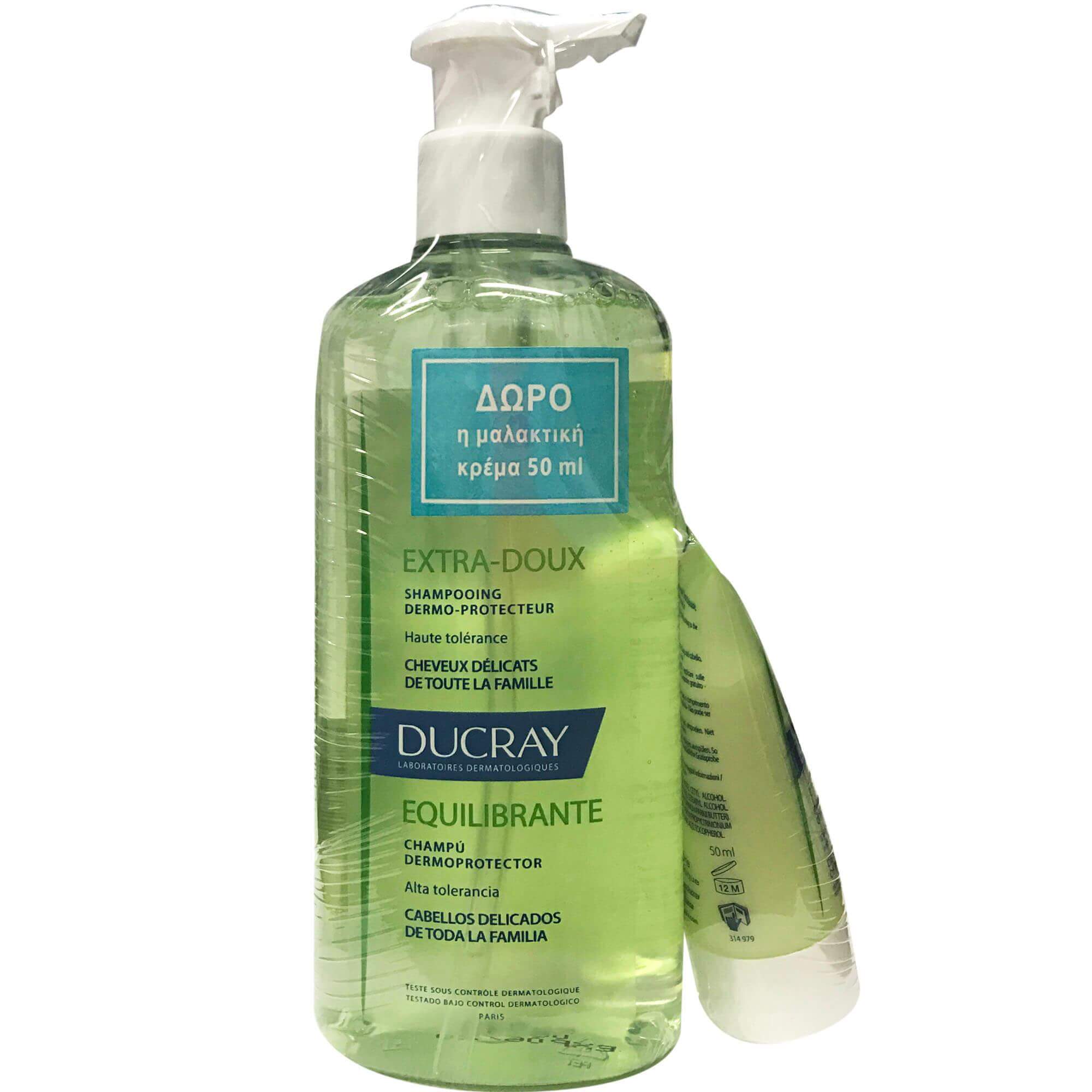 Ducray Πακέτο Προσφοράς Extra-Doux Δερμοπροστατευτικό Shampoo 400ml & Δώρο Δερμοπροστατευτικό Conditioner 50ml