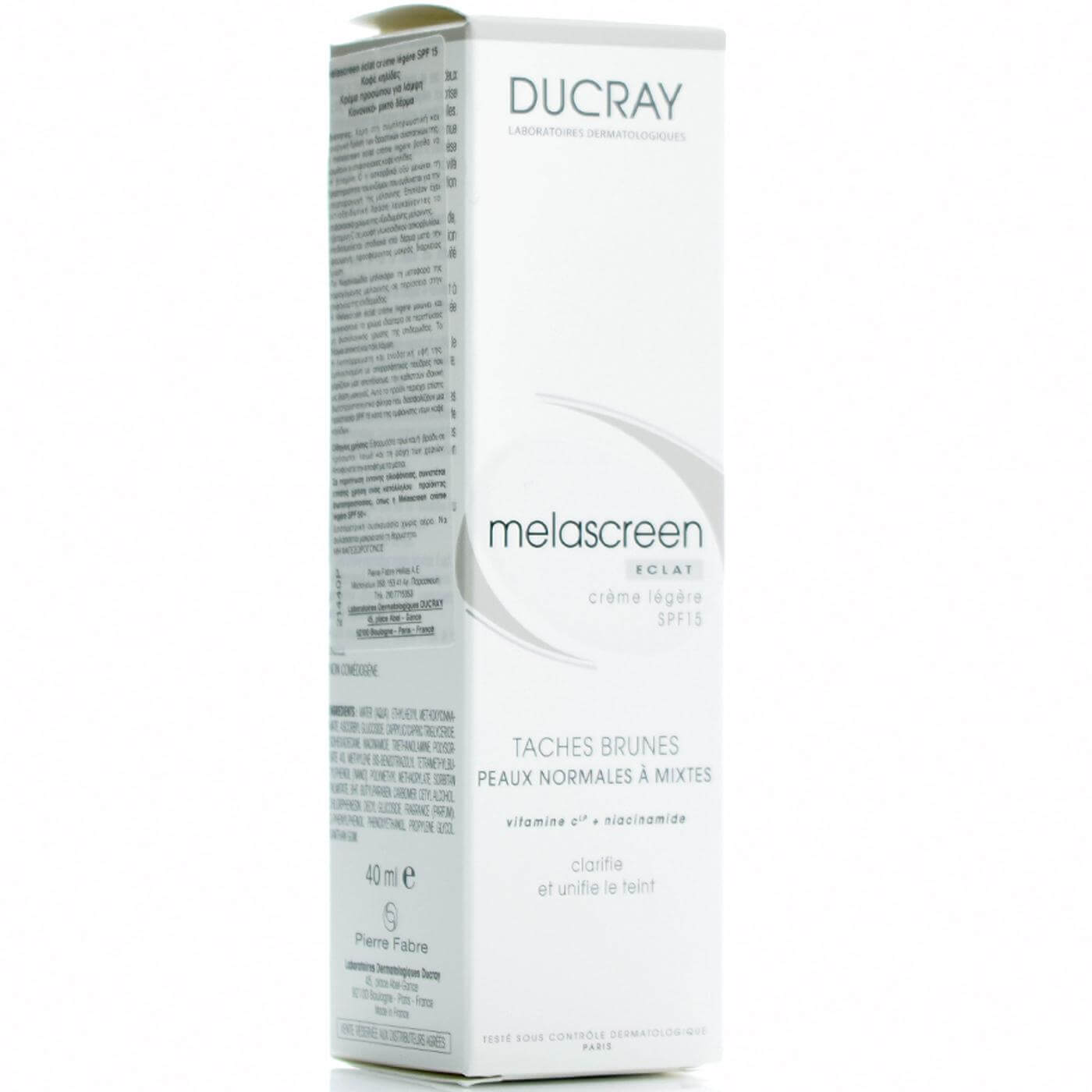 Ducray Melascreen Eclat Creme Legere Spf15 Κρέμα Προσώπου Ελαφριάς Υφής Κατάλληλη για Δυσχρωμίες 40ml