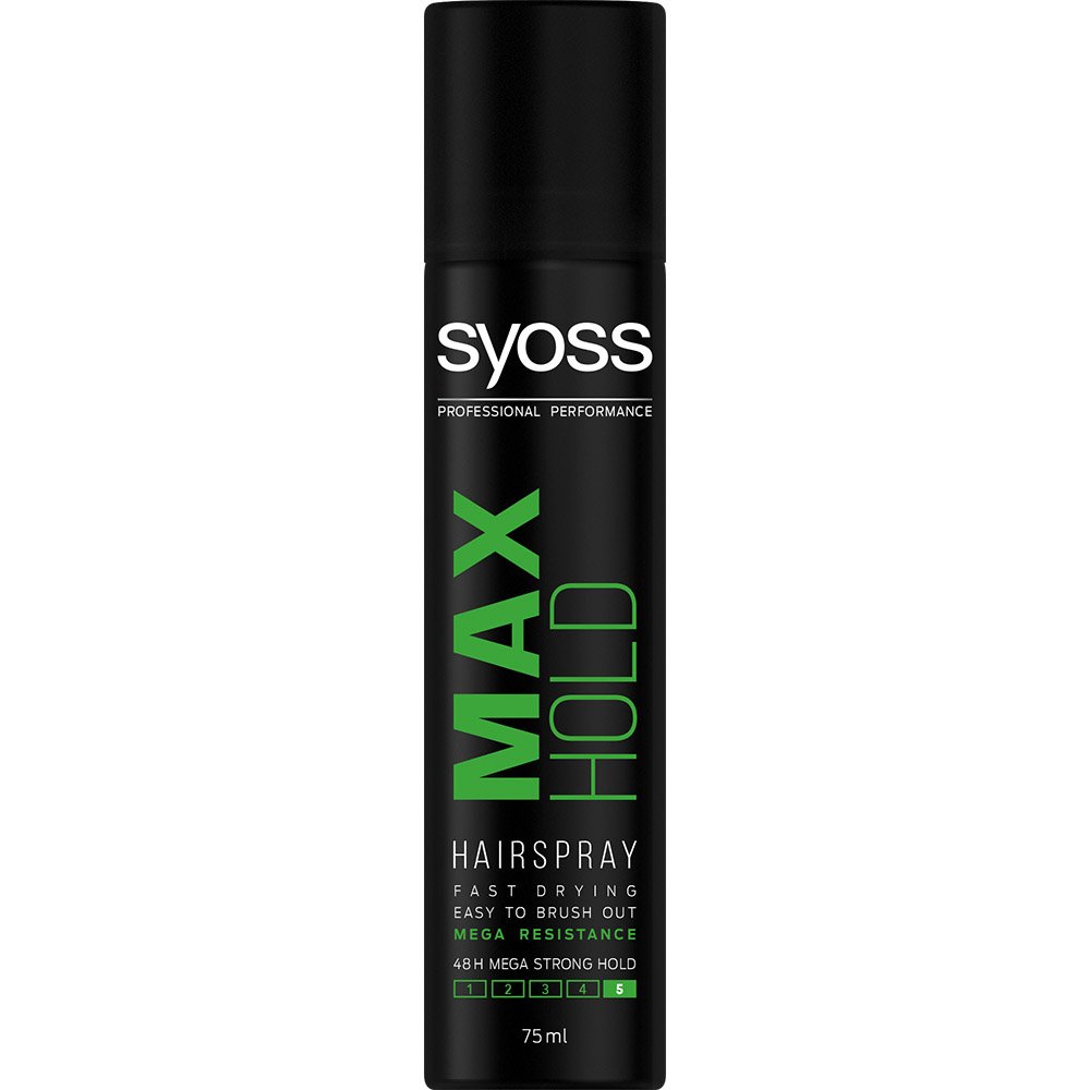 Syoss Syoss Max Hold Hairspray Travel Size Επαγγελματική Λακ για Πολύ Δυνατό Κράτημα 75ml