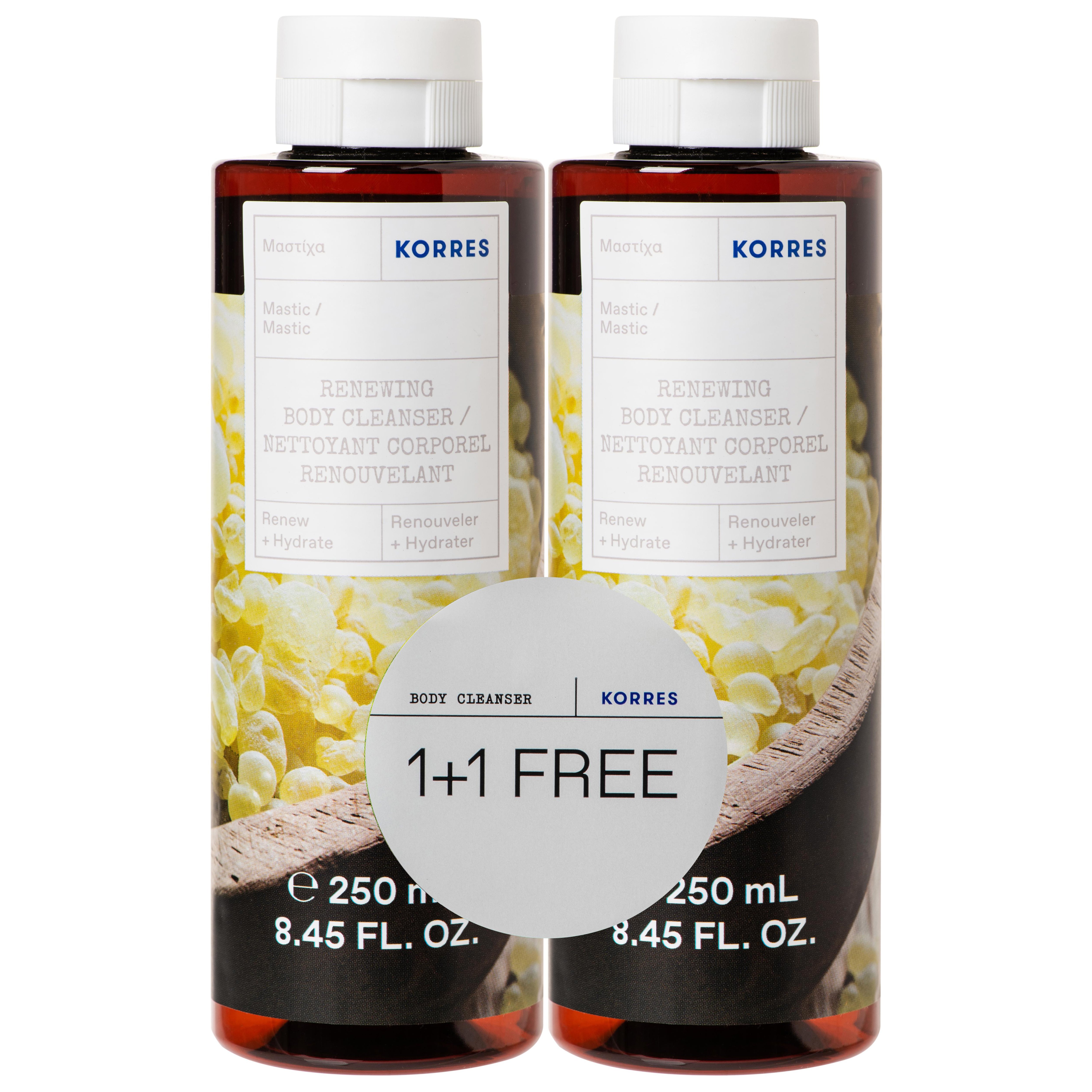 Korres Πακέτο Προσφοράς Renewing Body Cleanser with Mastic Αφρόλουτρο με Ανάλαφρο Άρωμα Μαστίχας 1+1 Δώρο 2x250ml
