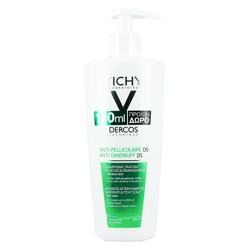 Vichy Dercos Anti-Dandruff DS Shampoo for Dry Hair Αντιπυτιριδικό Σαμπουάν για Ξηρά μαλλιά, 300ml & Δώρο 100ml