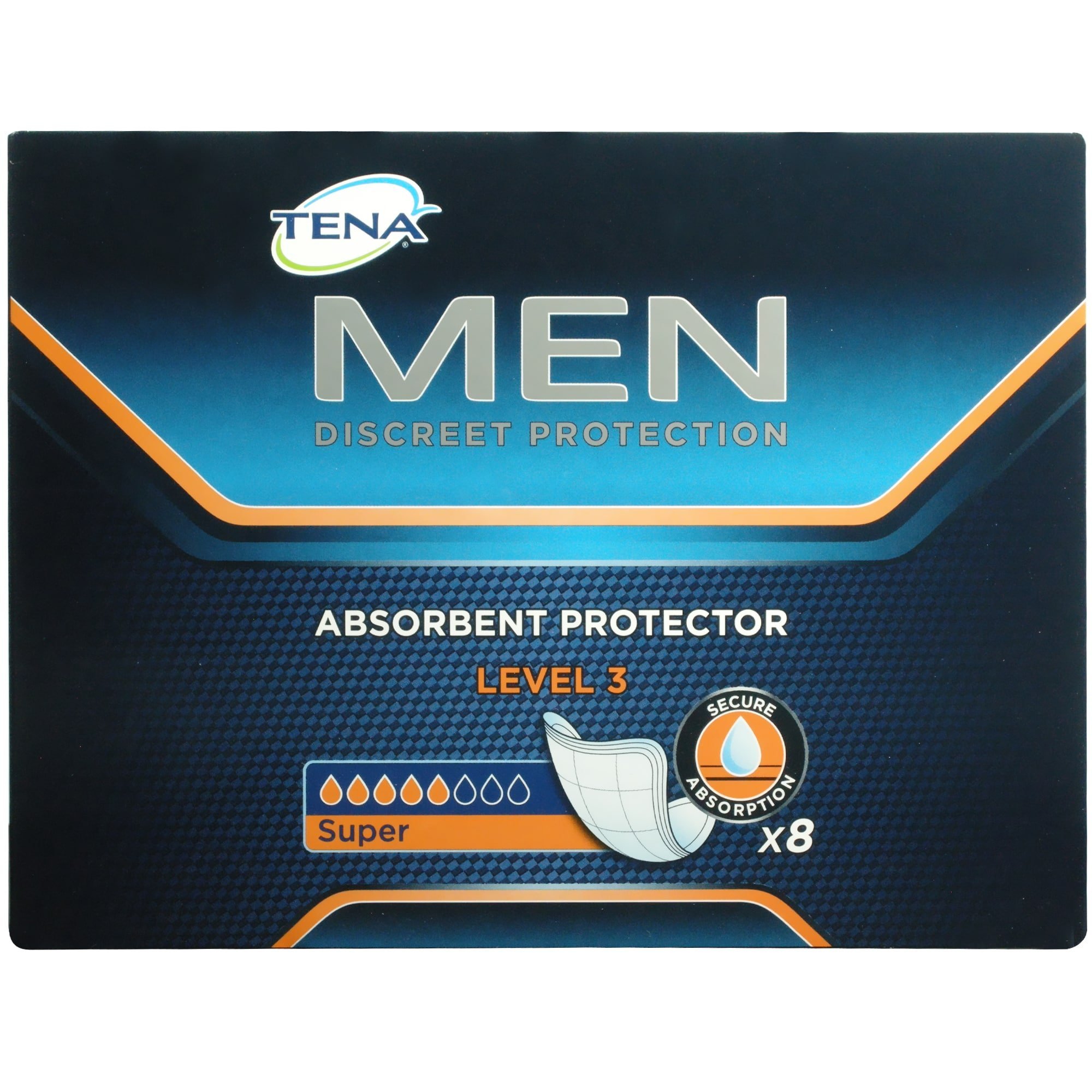 Tena Men Super Absorbent Protector Level 3 Προστασία για την Ανδρική Μέτριας Μορφής Ακράτεια 8Τμχ