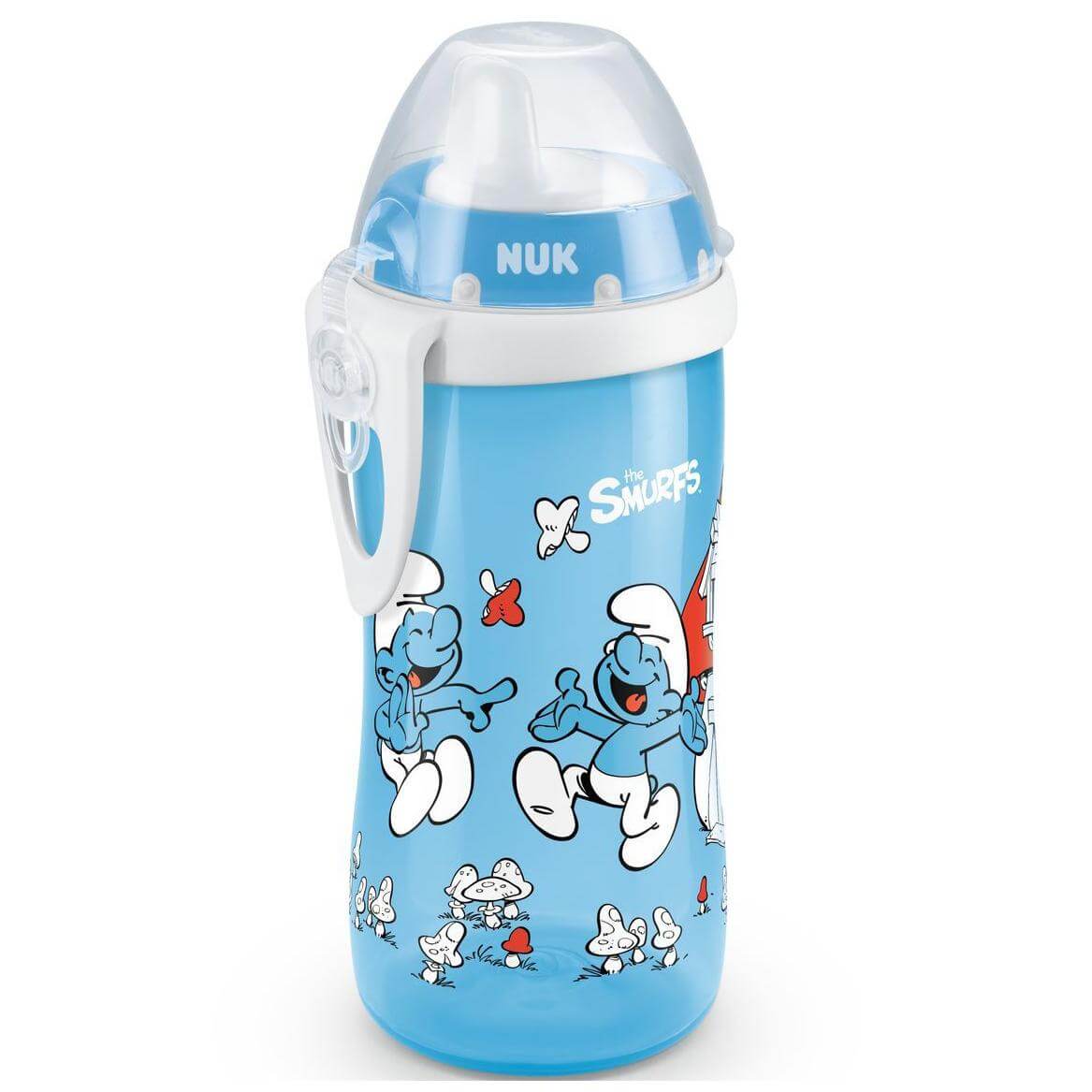 Nuk Flexi Cup The Smurfs Κύπελλο Πολυπροπυλενίου με Μαλακό Καλαμάκι Σιλικόνης 18+m BPA Free 300ml