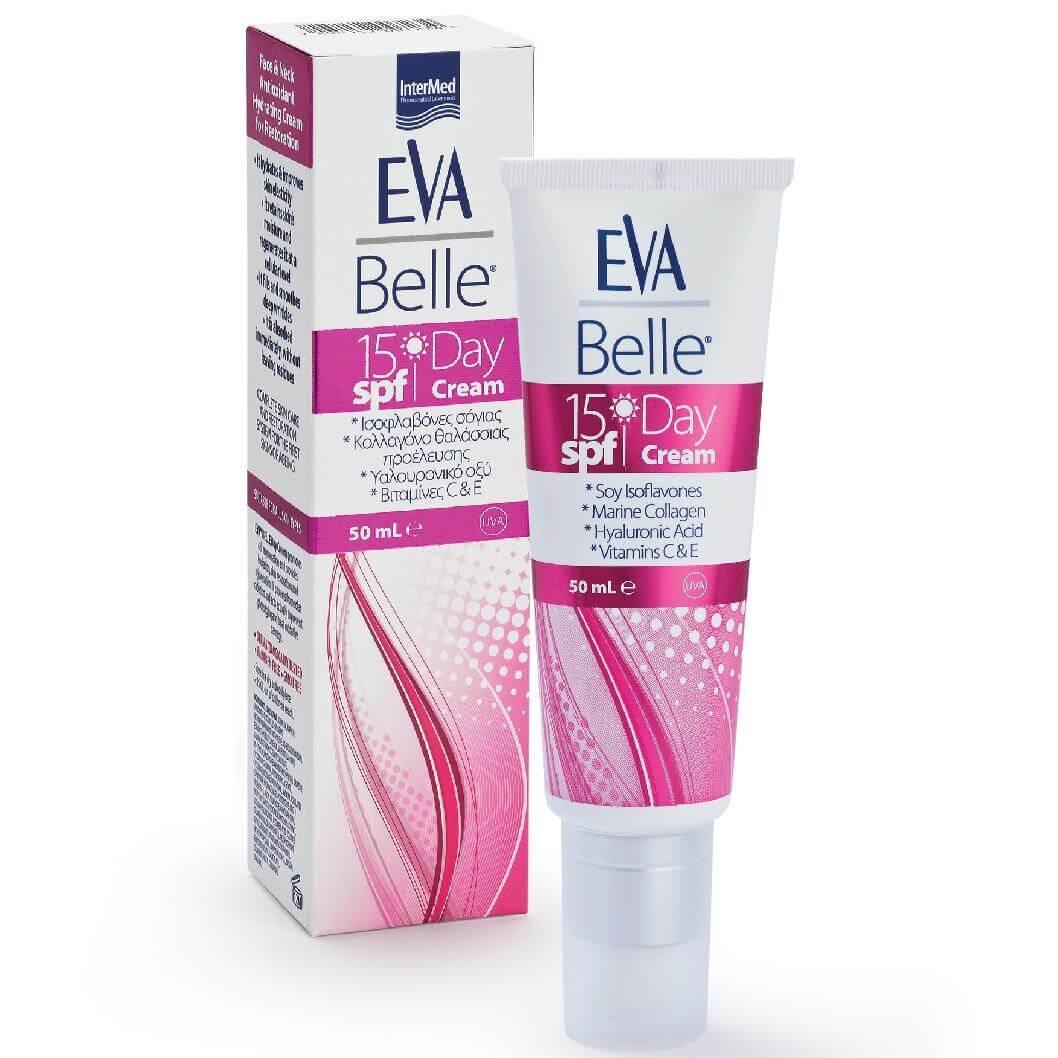 Eva Belle Day Face Cream Ενυδατική Κρέμα Ημέρας με Υαλουρονικό, Κολλαγόνο & Αντηλιακό Δείκτη Προστασίας Spf15 50ml