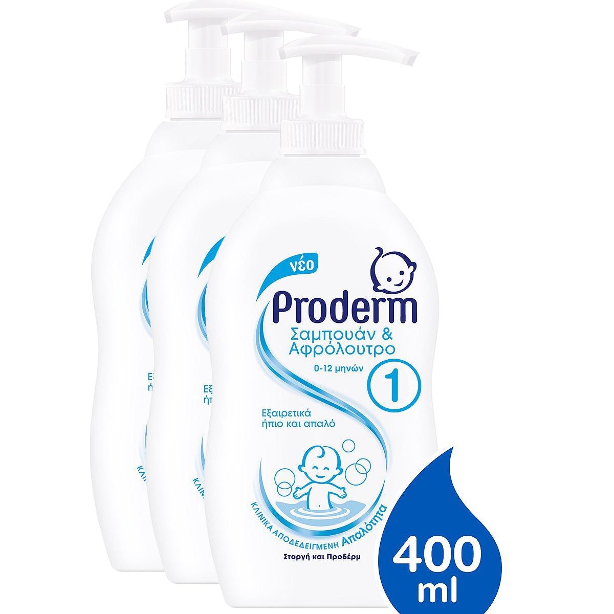 Proderm Πακέτο Προσφοράς Σαμπουάν & Αφρόλουτρο 0-12 Μηνών 3x400ml