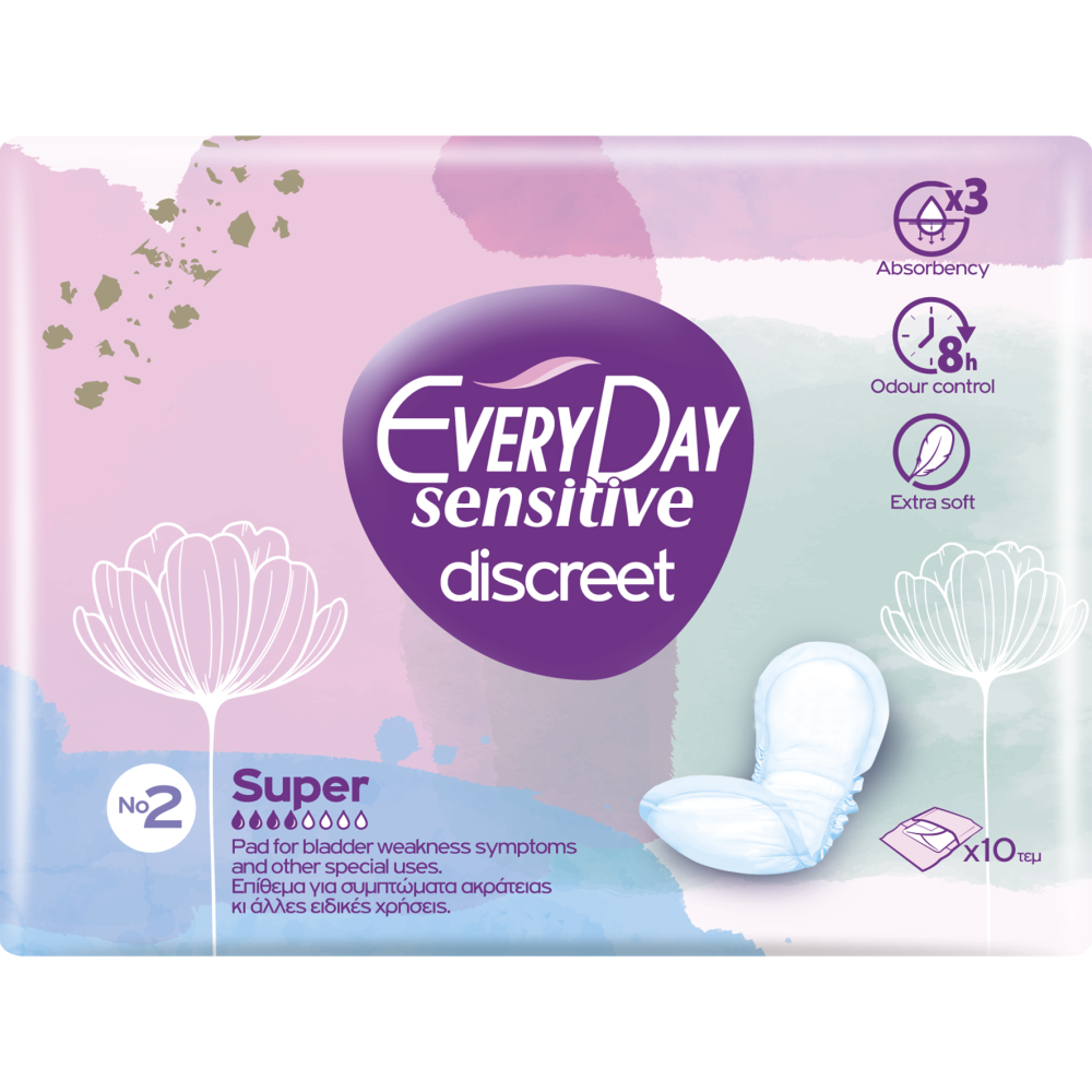 Every Day Sensitive Discreet No2 Super Σερβιέτες Ενισχυμένης Προστασίας 10 Τεμάχια